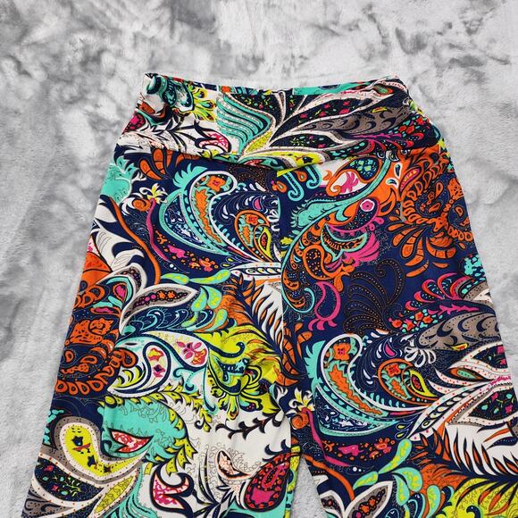 WinWin Pants Womens S-M Multicolor Floral Paisley High Waist Wide Leg Palazzo - Picture 3 of 10